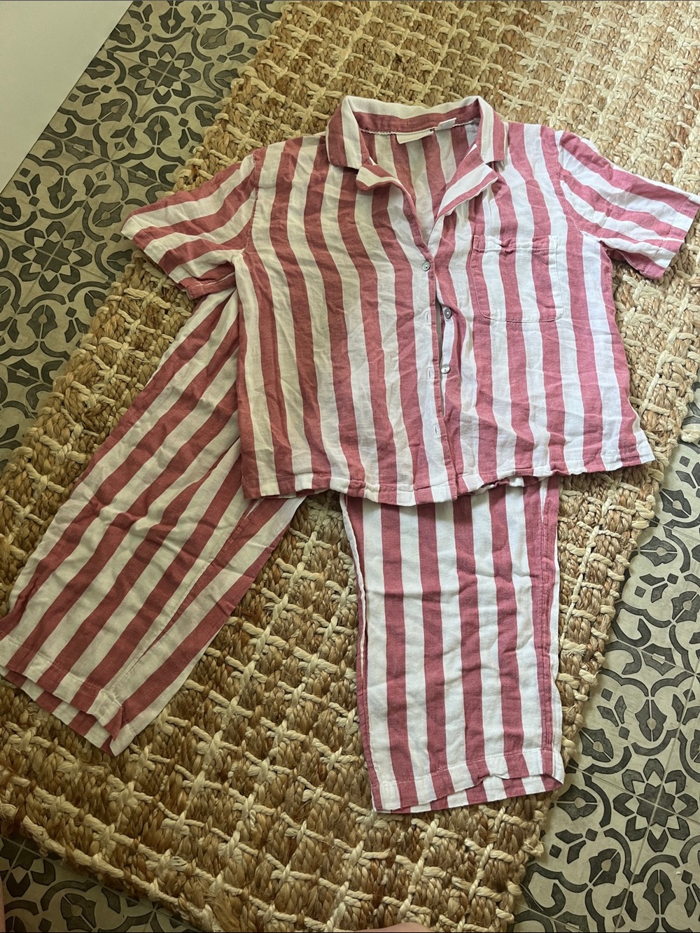 Cynthia Rowley washed red and White Striped Pajama Set